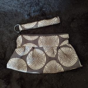 Maruca - Tapestry Gray Black Gold Pleated Wristlet Clutch HANDMADE in Boulder